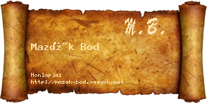 Mazák Bod névjegykártya